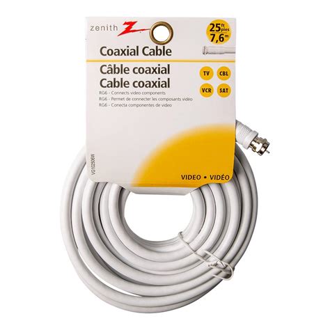 Zenith 25 Ft RG6 Coaxial Cable White VG102506W The Home Depot