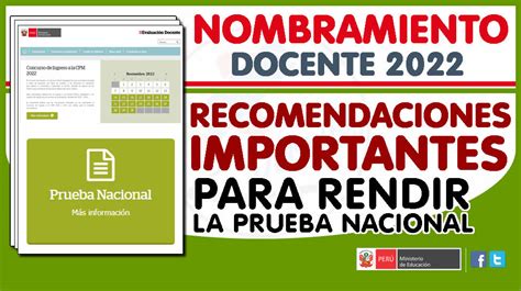 NOMBRAMIENTO DOCENTE 2022 RECOMENDACIONES IMPORTANTES PARA RENDIR LA