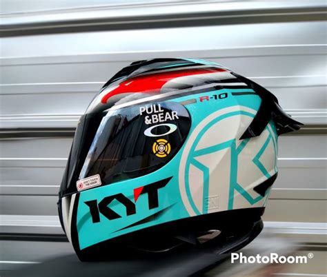 HELM Fullface KYT R10 AQUAMARINE PAKET GANTENG FLAT VISOR WITH SPOILER