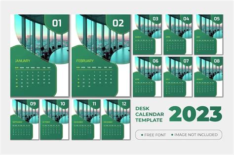 Premium Vector | Green theme calendar 2023