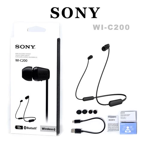 Sony WI-C200 Wireless Bluetooth In-ear Headphones Earphone w/Mic (Black ...