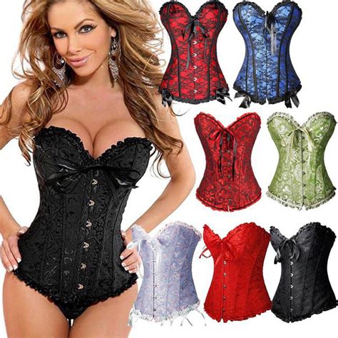 New Fashion Women Overbust Corset Top Sexy Lace Plus Size Erotic Floral