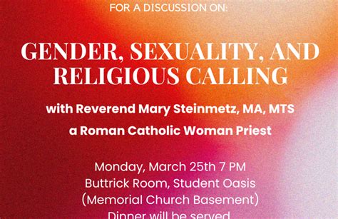 Gender Sexuality And Religious Calling Harvard College Calendar