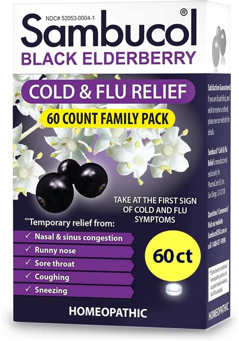 Sambucol Cold And Flu Relief Tablets Homeopathic Cold Medicine Nasal