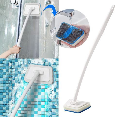 Buy Shower Scrubber With Long Handle In Tub Tile Scrubber Brush