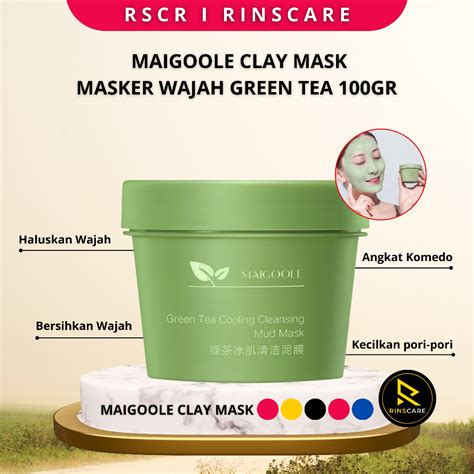 Jual Cod Original Maigoole Green Tea Clay Mask Masker Wajah Green