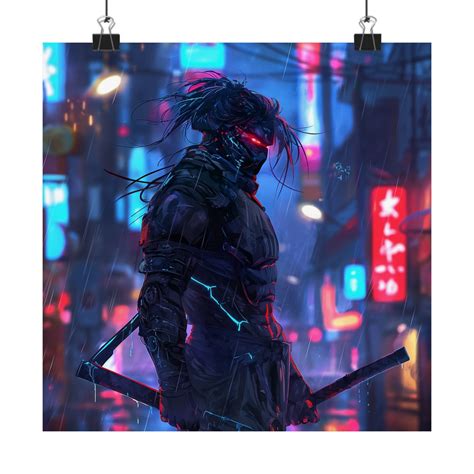 Cyberpunk Neon Street Samurai, Full Body, Super High Quality, Enhanced ...