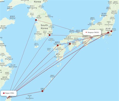 All Flight Routes From Nagoya To Taipei NGO To TPE Flight Routes