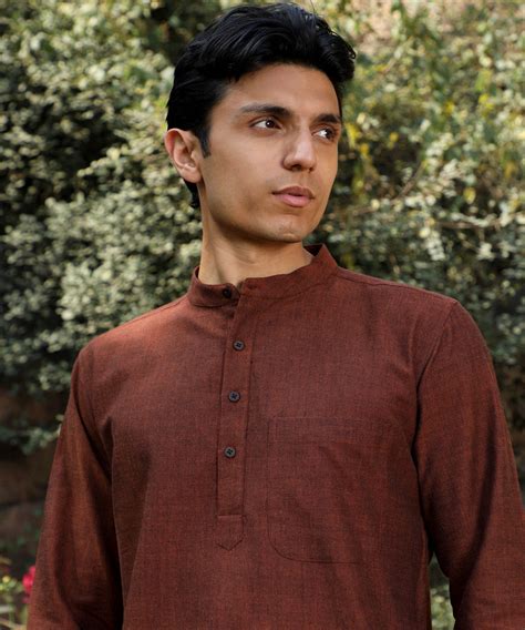 Ronin Maroon Handcrafted Cotton Long Kurta Gocoop