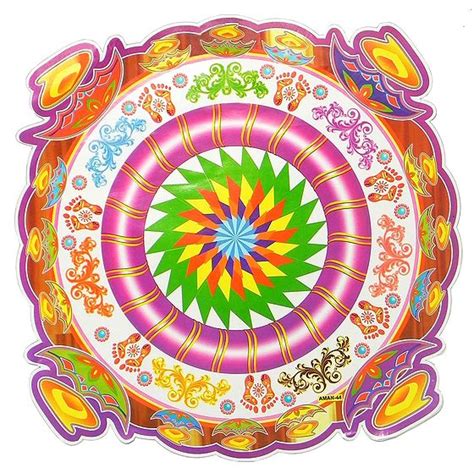 Colorful Sticker Rangoli Diya Print on Paper