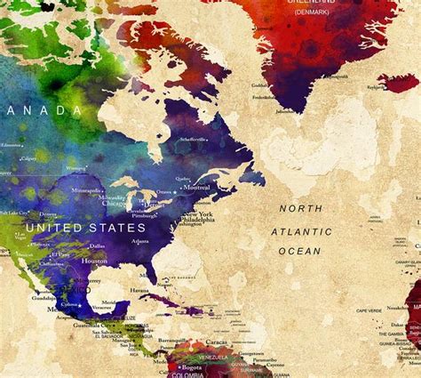 Watercolor World Map Poster at PaintingValley.com | Explore collection ...