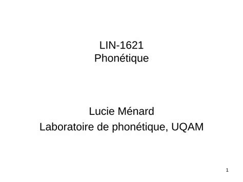 Pdf Lin Phon Tique Lucie M Nard Laboratoire De Phonetique Uqam