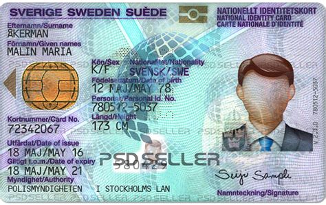 Free Editable Sweden Id Card Template Psd 100 Psd Seller