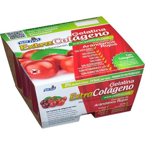 Extra Col Geno Gelatina Sabor Ar Ndanos Rojos Sin Az Cares Sin Gluten