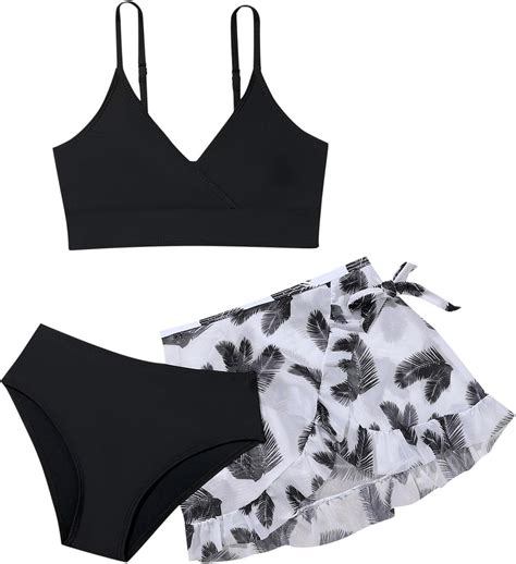 Costume Da Bagno Da Bambina In Pezzi Con Stampa Floreale Carino Bikini Con Gonna Per