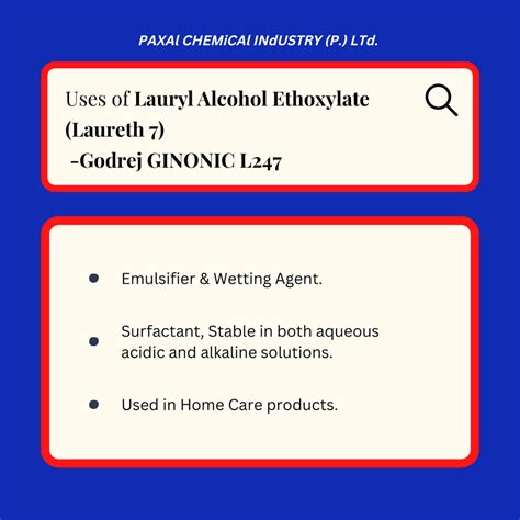 Lauryl Alcohol Ethoxylate 7 Mole at best price in Bengaluru by Paxal ...