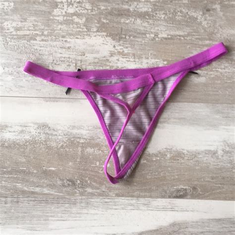 Hot Kiss Intimates Sleepwear Nwot Hotkiss Grey Purple Striped Thong Poshmark