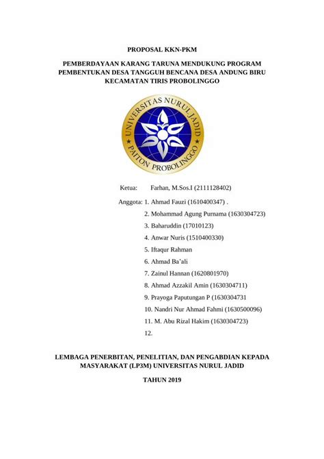 Pdf Proposal Kkn Pkm Pemberdayaan Karang Taruna Dokumen Tips