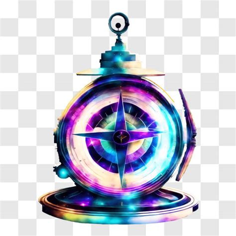 Download Colorful Compass Clock Navigation And Timekeeping Png Online