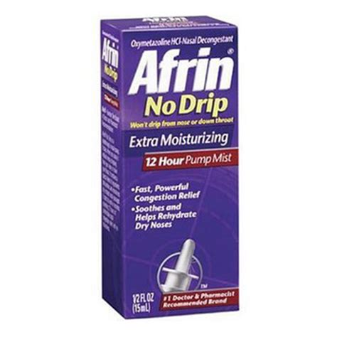 Afrin No Drip Extra Moisturizing 12 Hour Relief Nasal Pump Mist 15ml