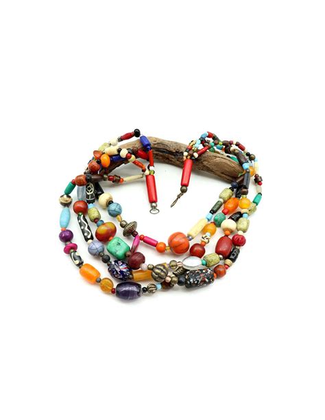 Collier multi rangs perles colorées Mosaik bijoux indiens a68