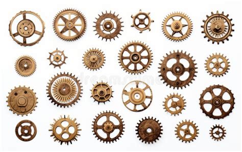 Cogwheels And Gears Are Isolated On White Background Yellow Machine