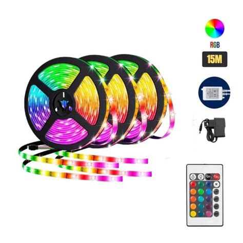 Fita Led Rgb 5050 Rolo 15m Prova Dágua Fonte Controle VIAMONT