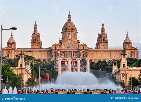 National Palace Palau Nacional and Montjuic Fountain, Barcelona, Spain Editorial Stock Photo ...