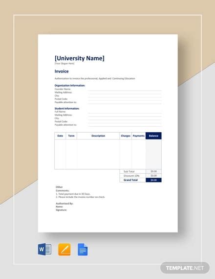 13 Education Invoice Template Free Word Excel Pdf Format Download