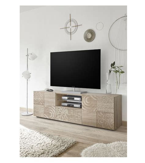 Mueble Tv Puertas Caj N Mirel Roble Lacado Cm