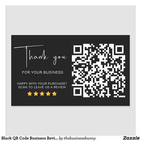 Black Qr Code Business Review Star Review Modern Rectangular Sticker