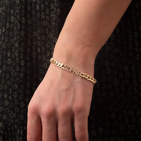 14k Real Gold Name Bracelet Custom Name Bracelet Cuban Link Etsy