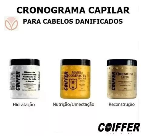 Kit Cronograma Capilar Profissional Coiffer 3unidades