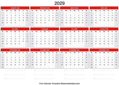 2029 Calendar