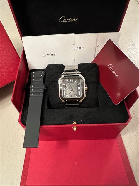 Fs Lnib Santos De Cartier Mens Large Automatic Gray Dial Adlc Bezel