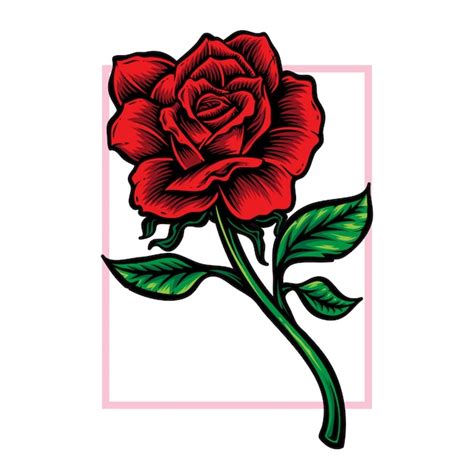 Logotipo De Vetor De Flor Haste Rosa Vetor Premium