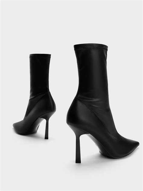 Black Pointed Toe Stiletto Heel Ankle Boots Charles And Keith Us