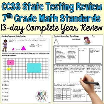 Th Grade Math End Of Year Review Complete Ccss Standards Review