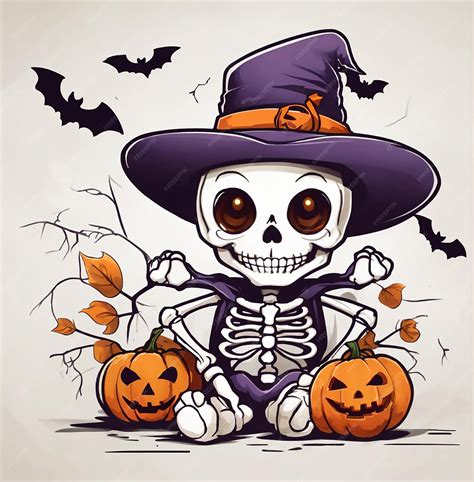 Premium Vector | Cute halloween skeleton