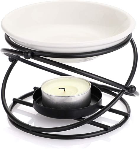 Bstkey Metal Essential Oil Burner Wax Melt Burner With Ceramic Bowl Home Decorative Tea Light