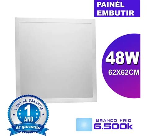 Painel Led Quadrada Embutir 48w 62x62 6500k Branco Frio Kt8