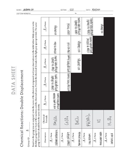 Experiment 7 GEN CHEM - NAME: SECTION: _________________ DATE: LAB TEAM ...