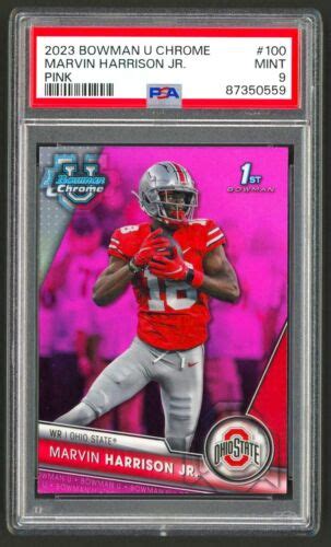 MARVIN HARRISON JR RC PINK REFRACTOR 2023 BOWMAN U CHROME PSA 9 OSU