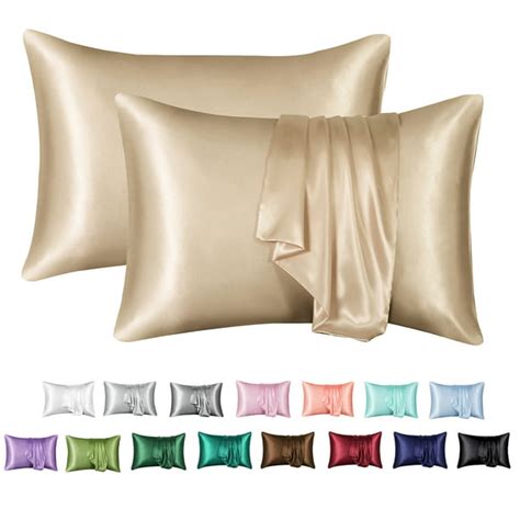 Mrandhm Satin Pillow Case 2 Pack Satin King Silk Pillowcase For Hair And Skin 20x40 Champagne