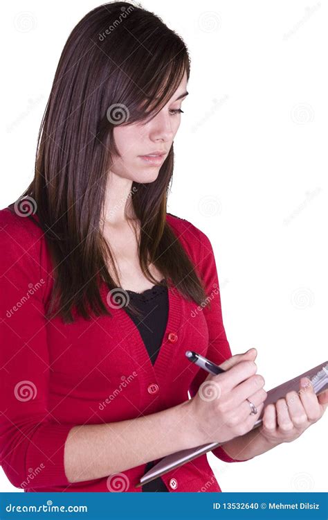 Beautiful Girl With A Clipboard Stock Photo Image 13532640