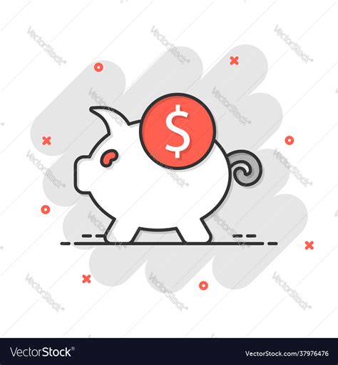 Money Box Icon In Comic Style Pig Container Vector Image