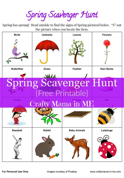 Signs Of Spring Scavenger Hunt Free Printable