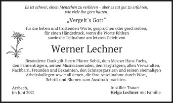 Traueranzeigen Von Werner Lechner Trauer Merkur De