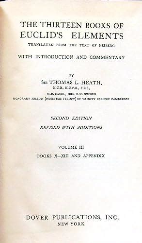 The Thirteen Books Of Euclids Elements Vol Iii By Heath Thomas L