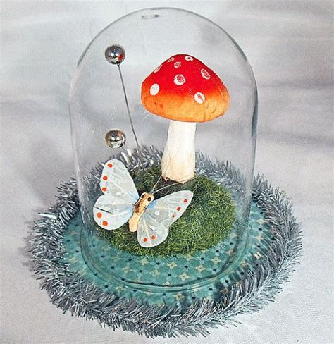 Glass Dome Garden With Mushroom And Butterfly By Jana Clinard Harris